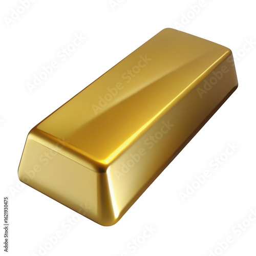 3d gold bar isolated on transparent background