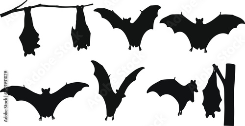 Bats silhouettes design elements