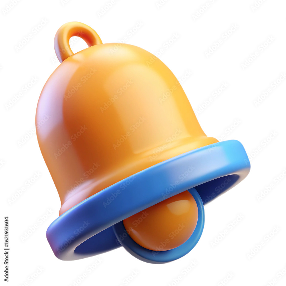 Fototapeta premium Bright orange notification bell with blue accent