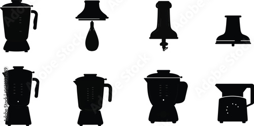 Black silhouettes of kitchen appliances