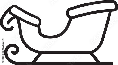 Santa Sleigh Silhouette in Black | Christmas Ride Illustration Vector