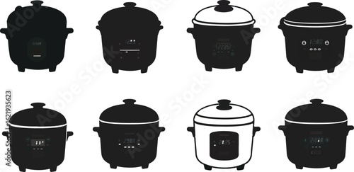 Electric cooking pots silhouettes