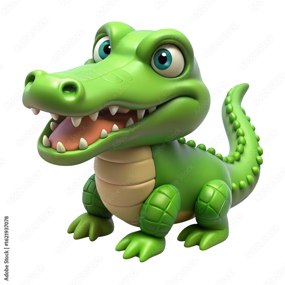 Fototapeta premium Adorable cartoon baby alligator isolated on transparent background