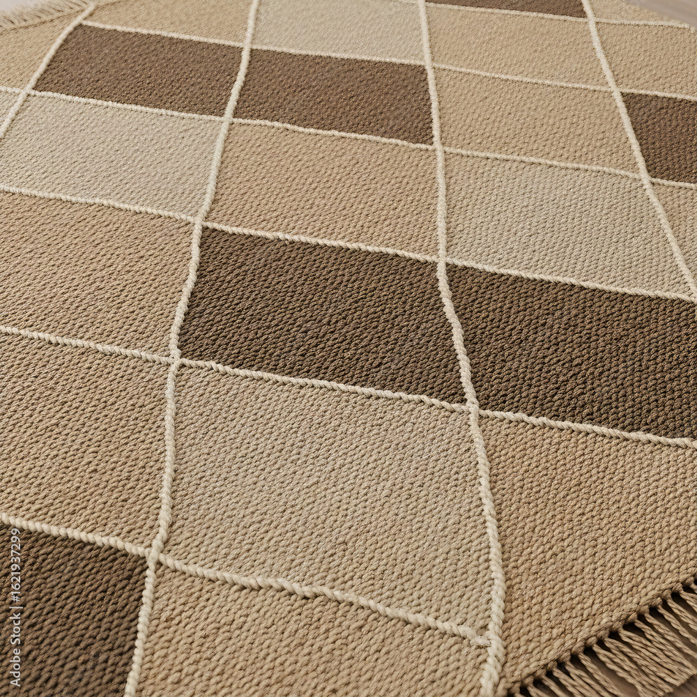 Fototapeta premium hand-stitched jute rug with diamond pattern