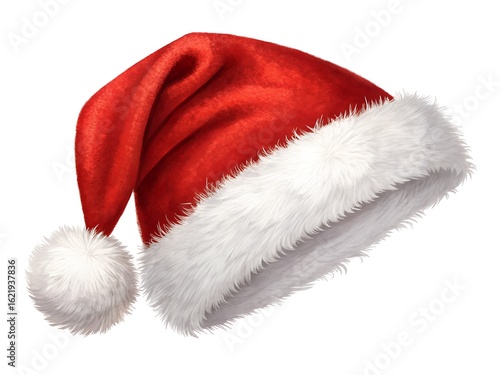 santa claus red hat isolated on solid white background