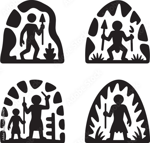 Family silhouette vector showing mother and baby simple icon of love and parenthood