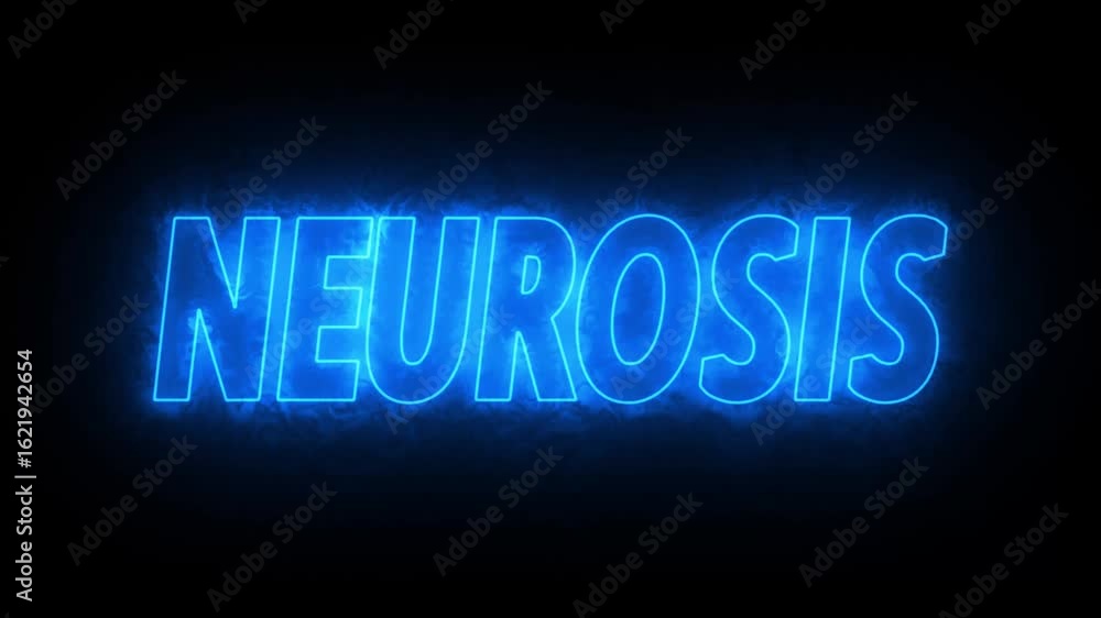 Flickering neon blue Neurosis sign animated on black background. neon Neurosis text animation Flickering neon blue Neurosis sign animated on black background. neon Neurosis text animation