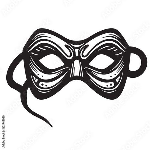 Elegant hand drawn black and white masquerade mask artistic vector illustration design