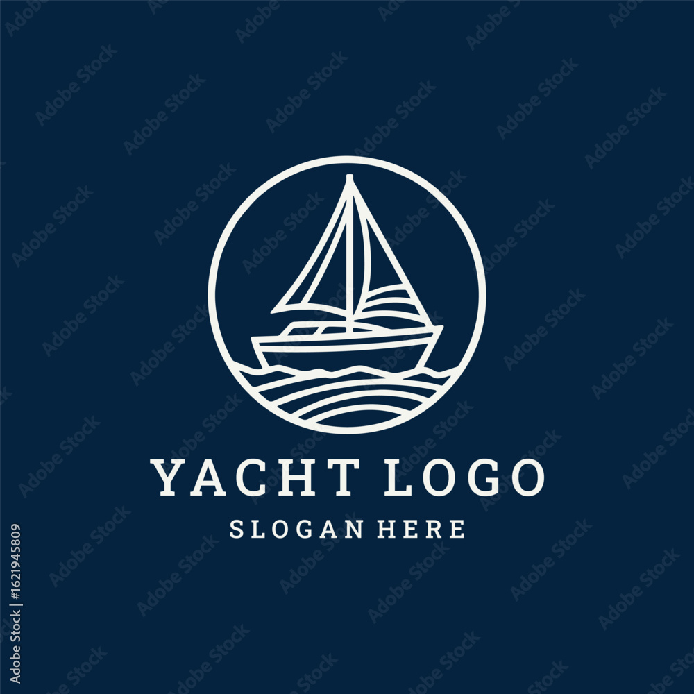 Obraz premium Dynamic yacht logo perfect for marine or travel brand logo.