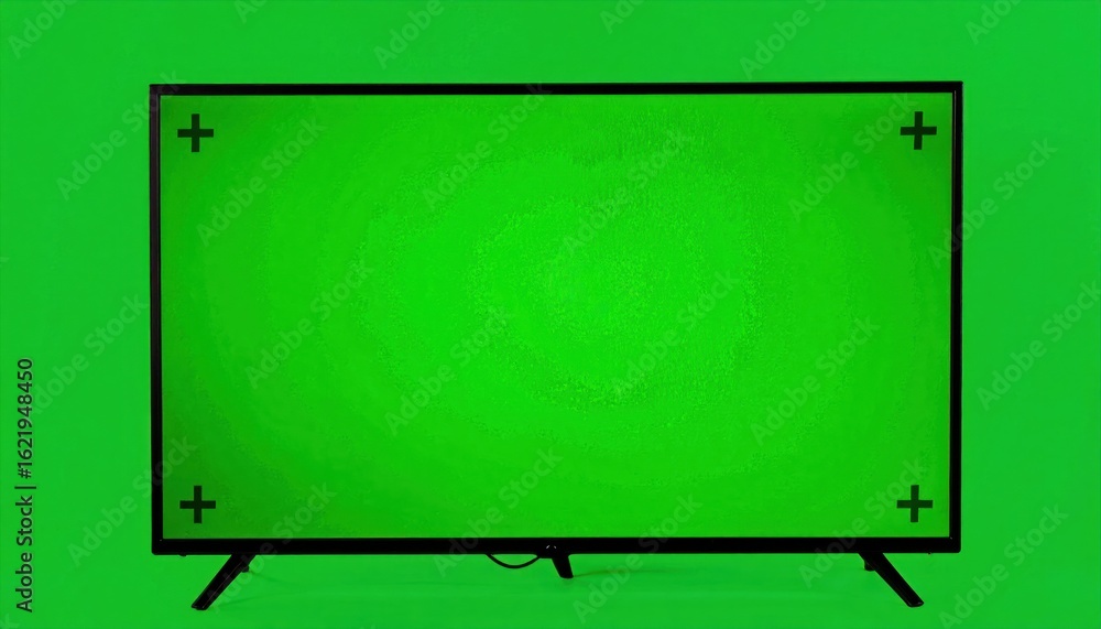 Obraz premium Flat screen TV on green background (1)