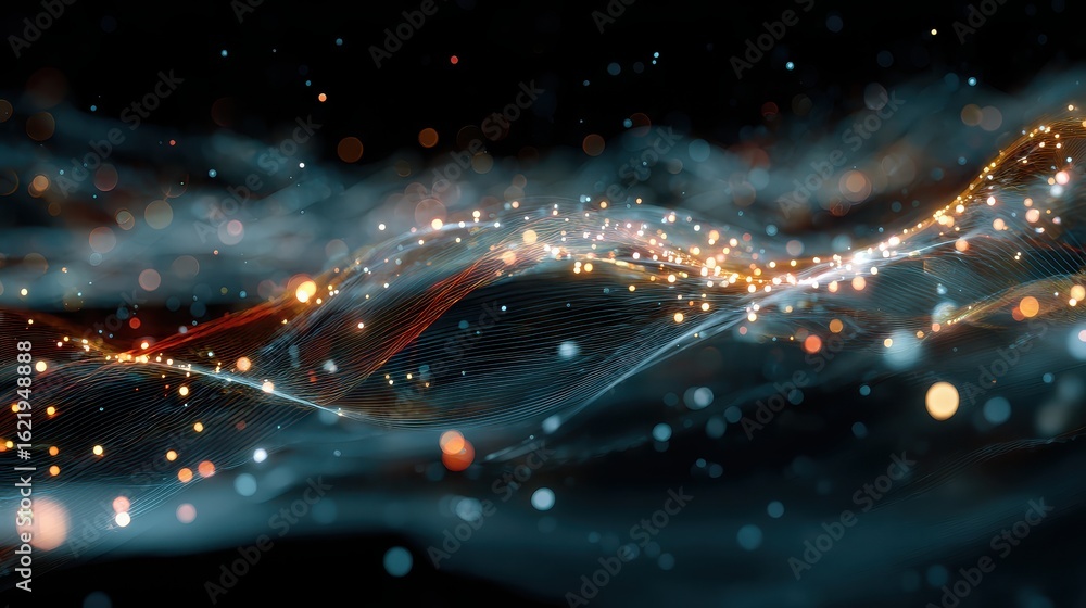 Fototapeta premium Glowing data streams with digital network connections, abstract background