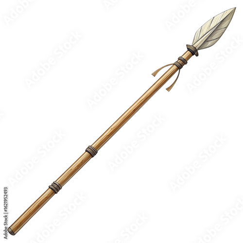 Authentic tribal spear crafted with natural materials for adventurous exploration and ancient warfare