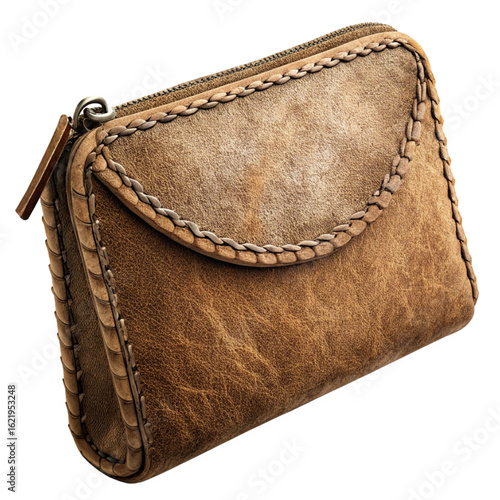 Genuine leather clutch wallet with artisanal stitching, perfect for travel and everyday elegance