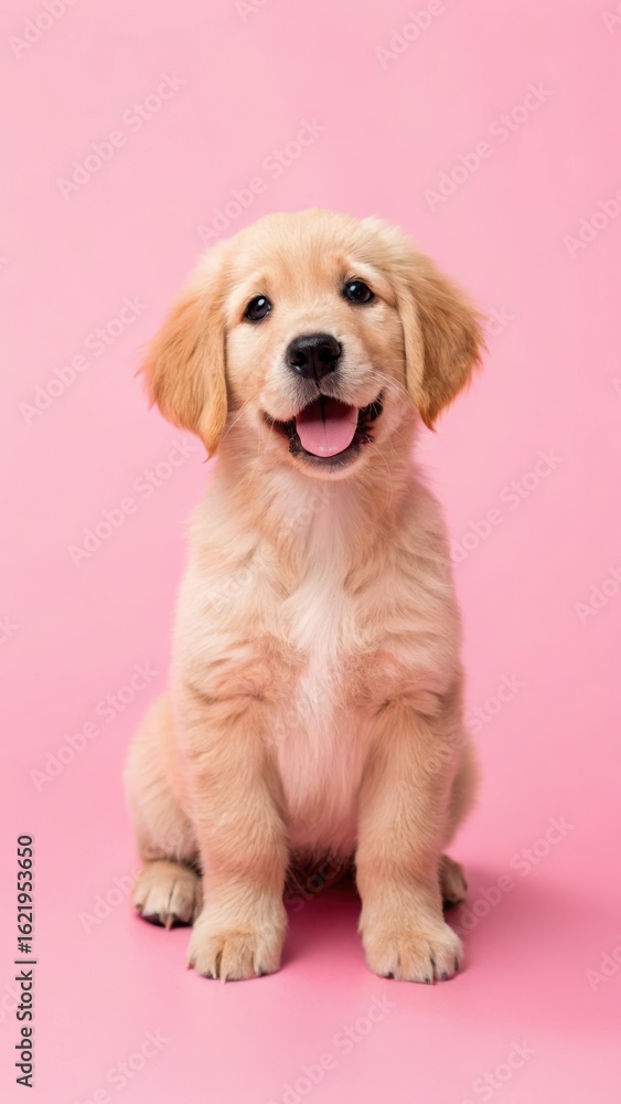 Cute Puppy on Pink Background Cute Puppy on Pink Background