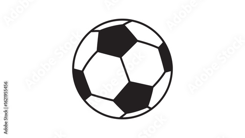 Simple Soccer Ball Icon in Black Outline on Transparent Background for Design Projects