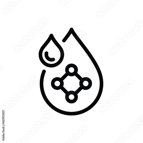 Water droplet with molecular structure icon