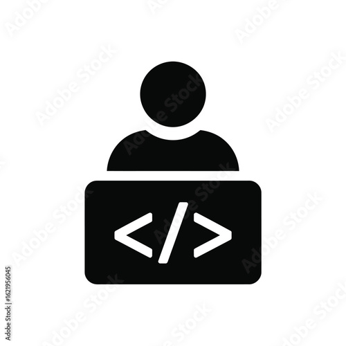 Person with coding symbol icon