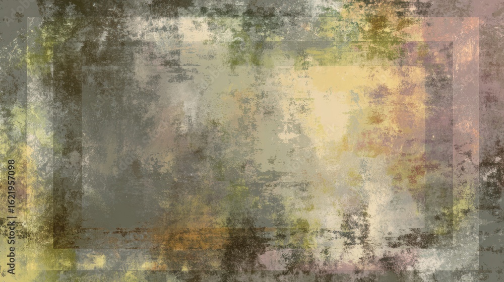 Obraz premium Abstract textured artwork, textured, blended colors within a bordered faded rectangular shape