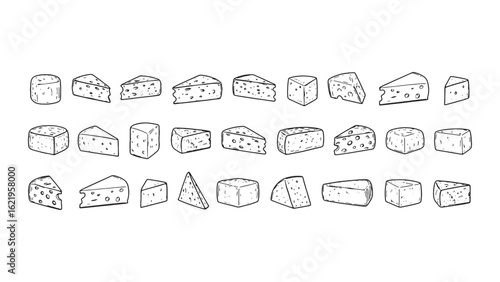 Cheese Collection Vector Illustration Dairy Product Assortment Gourmet Food Variety Design