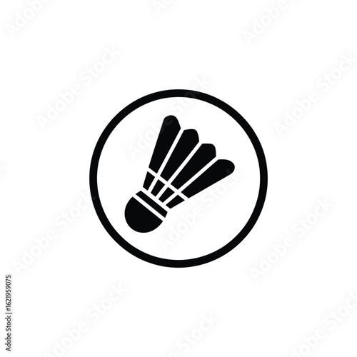 Simple black and white badminton shuttlecock icon