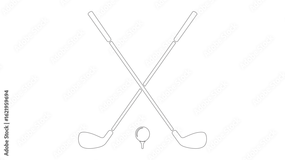 Fototapeta premium Golf Clubs and Ball Vector Illustration Isolated on Transparent Background Sport