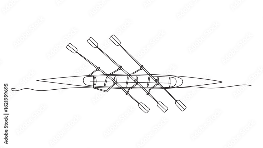 Fototapeta premium Rowing Team Boat Vector Illustration Isolated on Transparent Background Water Sport