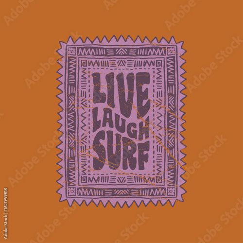 HAND DRAWN VINTAGE AZTEC SURF TYPOGRAPHIC TRIBAL RETRO HIPPY BEACH NATURE OUTDOORS TSHIRT TEE PRINT FOR APPAREL MERCHANDISE