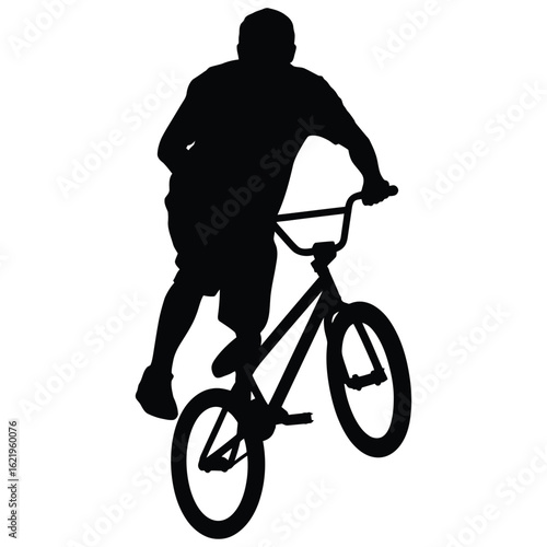 Black Silhouette Illustration of a BMX Biker Performing a Stunt.


