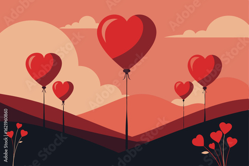 heart balloons and roses romantic background   (1).eps