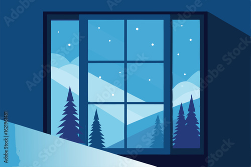 frosty glass window background with snowflakes and.eps