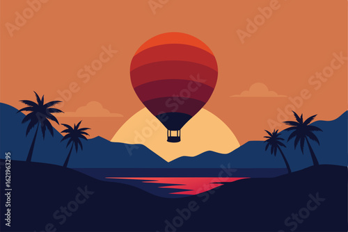 hot air balloon on the beach