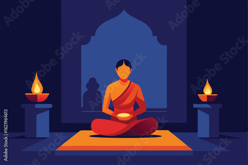 illustration of a meditating buddha in yoga position