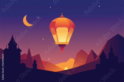 hot air balloon in the night