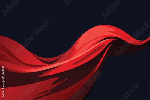 bold red silk fabric with intricate folds and glos.eps