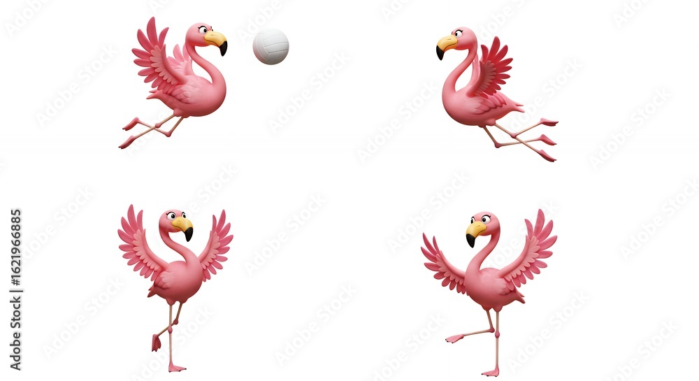 Fototapeta premium Pink flamingo cartoon images