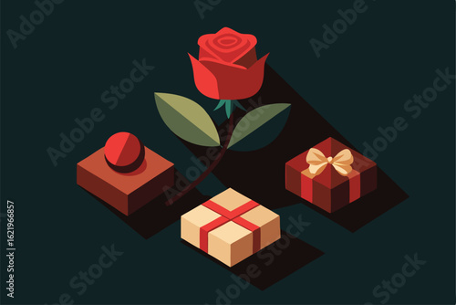 gift box with red rose