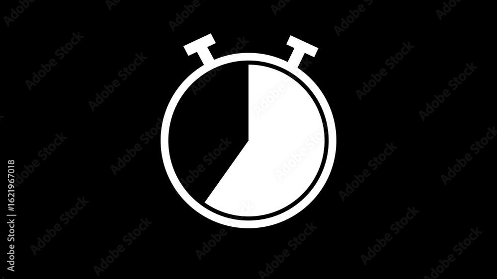 Simple stop watch clock icon animated on a black background. Simple stop watch clock icon animated on a black background.