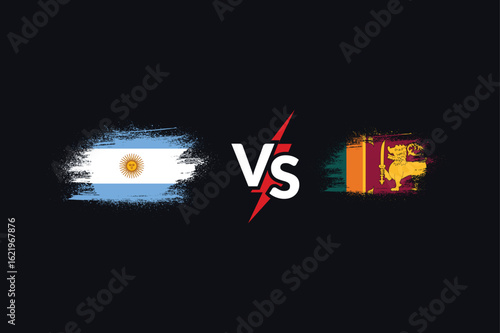 Argentina versus sri lanka national flags brush stroke design