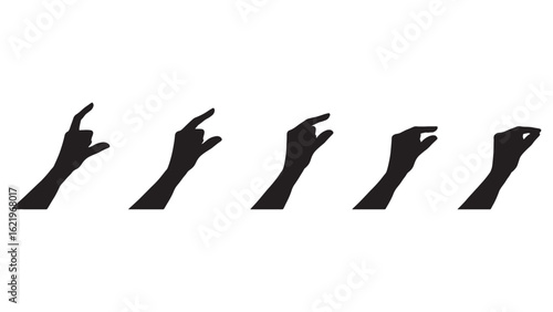 Silhouette Hands Pinching or Holding Small Objects on Transparent Background Vector Art