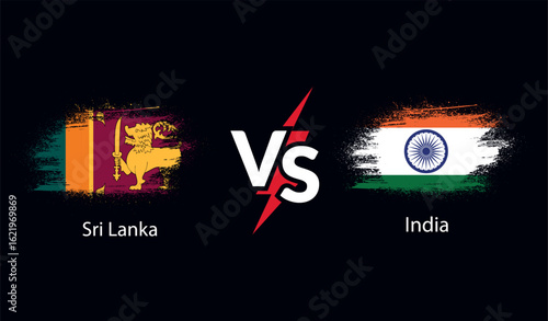 India versus sri lanka flags with a dramatic vs symbol