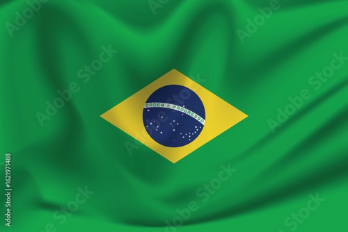 Close up of the brazilian flag waving gently