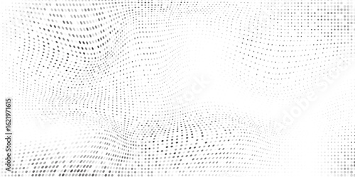 Wave mesh dotted halftone gradient texture. Vanishing polka dot background. Repeating dots design abstract modern