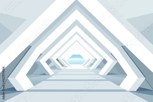 White Triangular Tunnel Sci-Fi Corridor