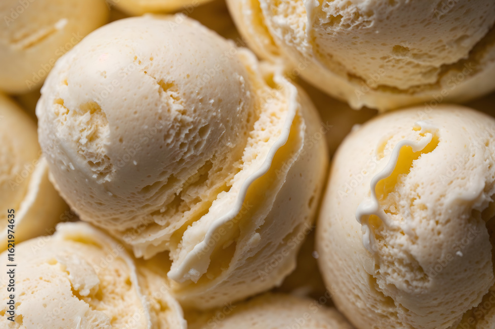 Macro shot of vanilla bean ice cream texture with visible vanilla specks Macro shot of vanilla bean ice cream texture with visible vanilla specks