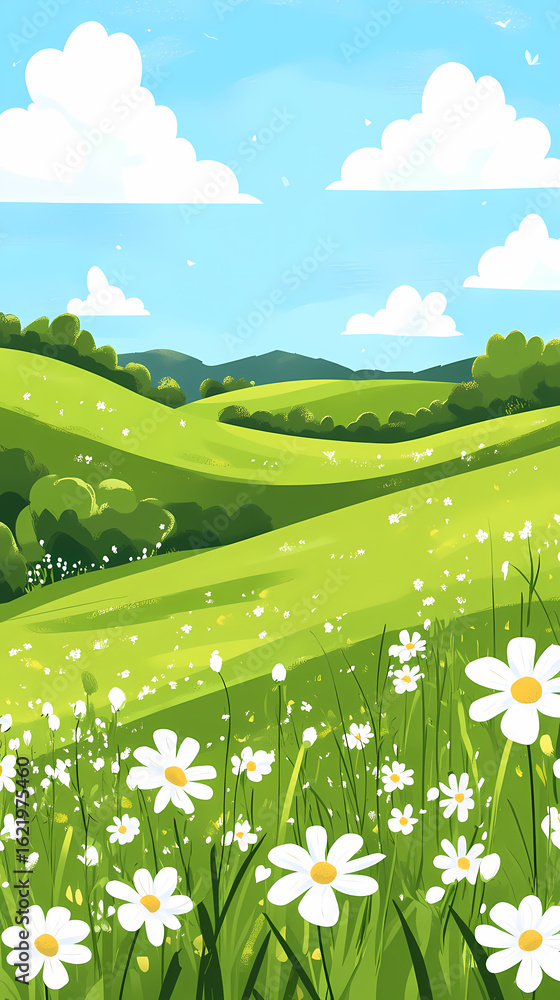 Naklejka premium Beautiful Spring Meadow Landscape