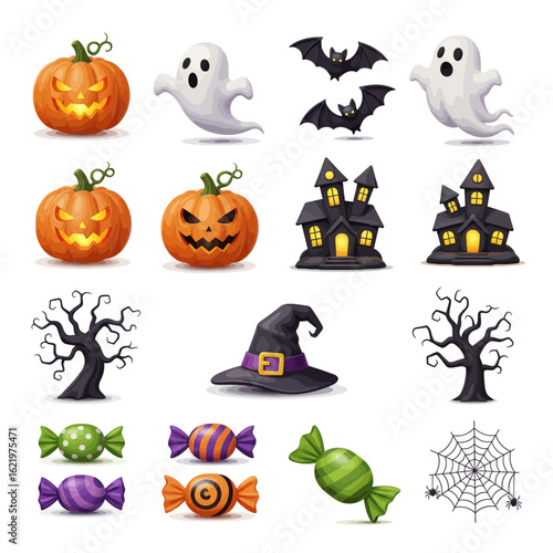 set of halloween elements