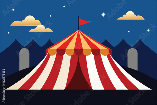 circus tent glowing under twilight sky   (1).eps