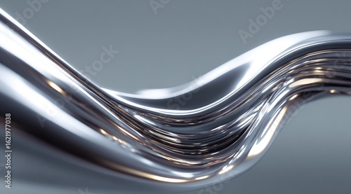 Wallpaper Mural Abstract silver liquid flowing in waves Torontodigital.ca