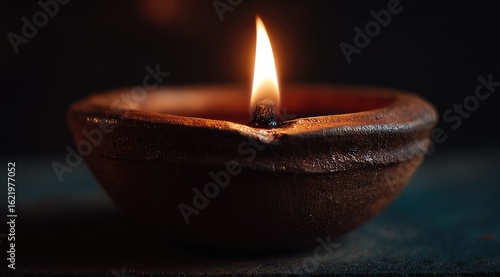 Wallpaper Mural A small earthenware lamp burns brightly in the dark Torontodigital.ca