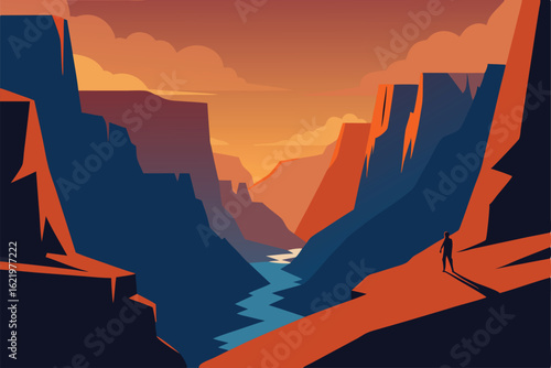 grand canyon sunset on white background